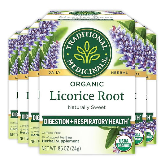 Traditional Medicinals Tea, Organic Licorice Root, Soothes the Digestive Tract & Promotes Respiratory Health, 96 Tea Bags (6 Pack)