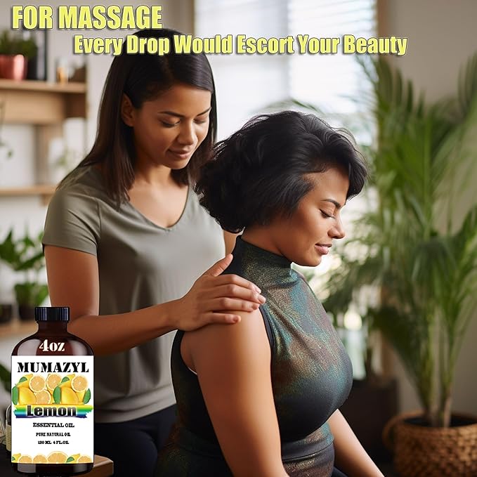 Lemon Essential Oil, Lemon Oil 4 Fl Oz 120ML for Diffuser Humidifier Yoga Cleaning DIY Candle Soap Making Essential Oils