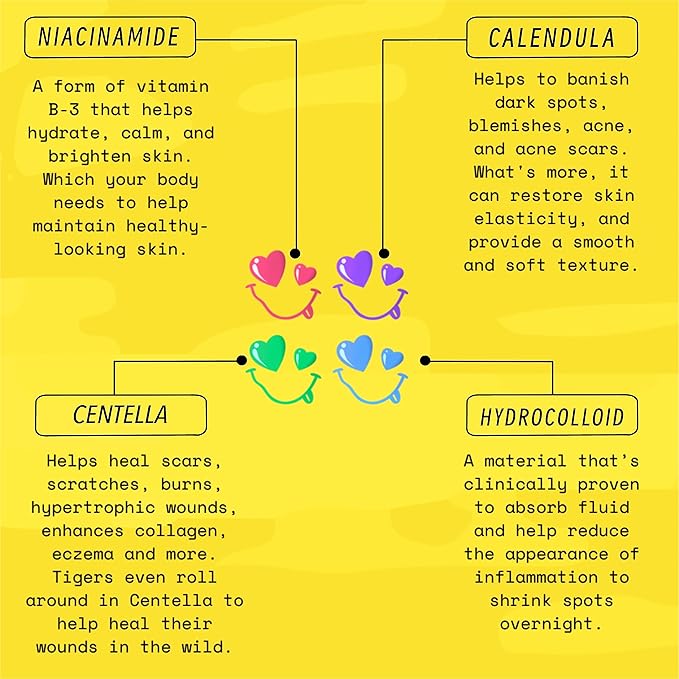 Yellow Stars Acne Patches, Hydrocolloid Pimple Patch For Face, 28 Count, All Skin Types