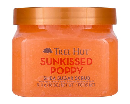 Tree Hut Sunkissed Poppy Shea Sugar Scrub | Exfoliating Body Scrub Removes Dead, Dry Skin for a Soft & Hydrated Feel | Nourishing Essential Body Care | 18 fl oz.