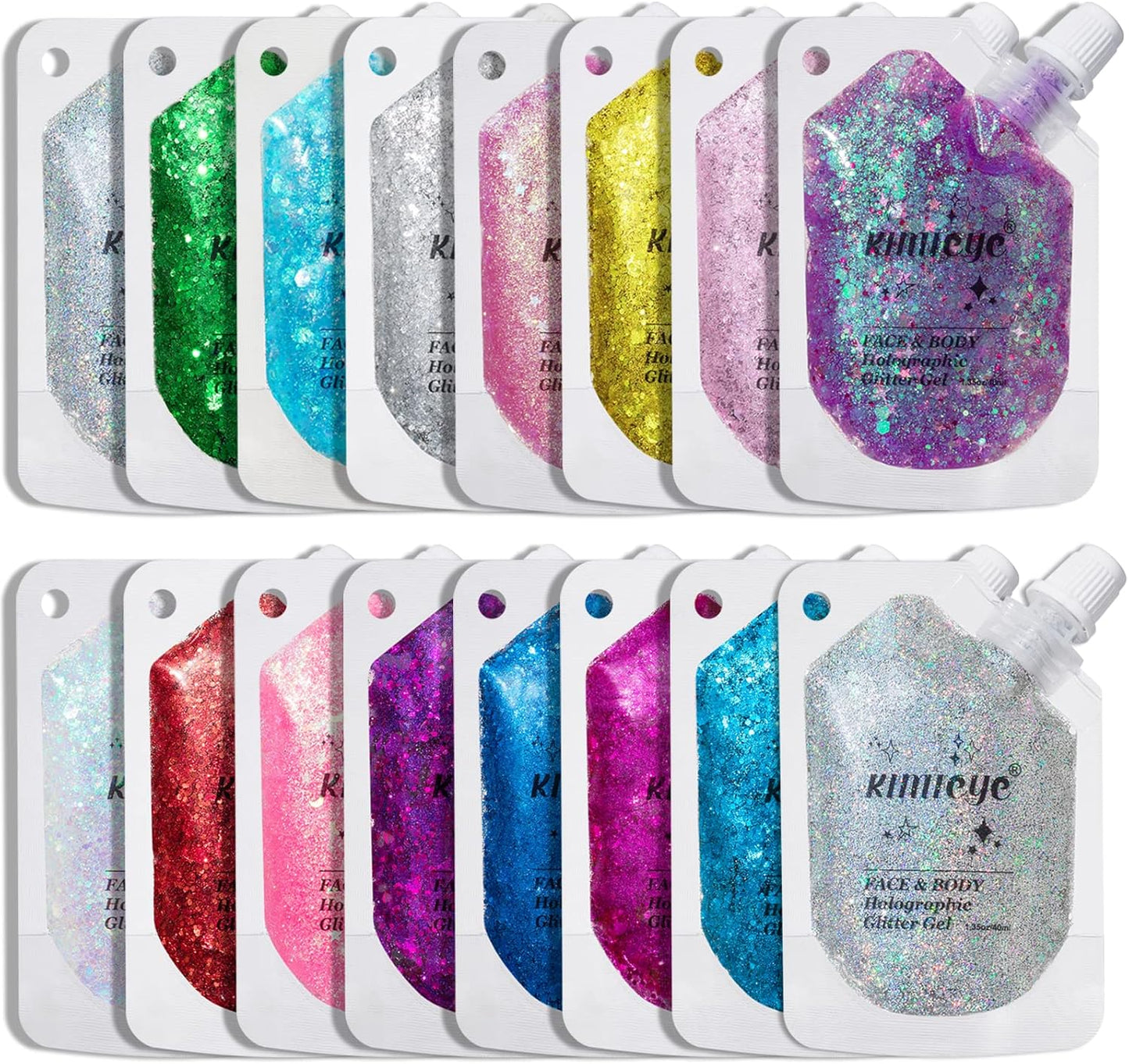 Holographic Face Glitter Gel Body Shimmer Makeup for for Hair, Face, Clavicle, Arm, Nail, Eyeshadow, Long Lasting Waterproof Mermaid Sequins Party Glitter for Rave Festival, 1.35oz (Ice Blue #4)