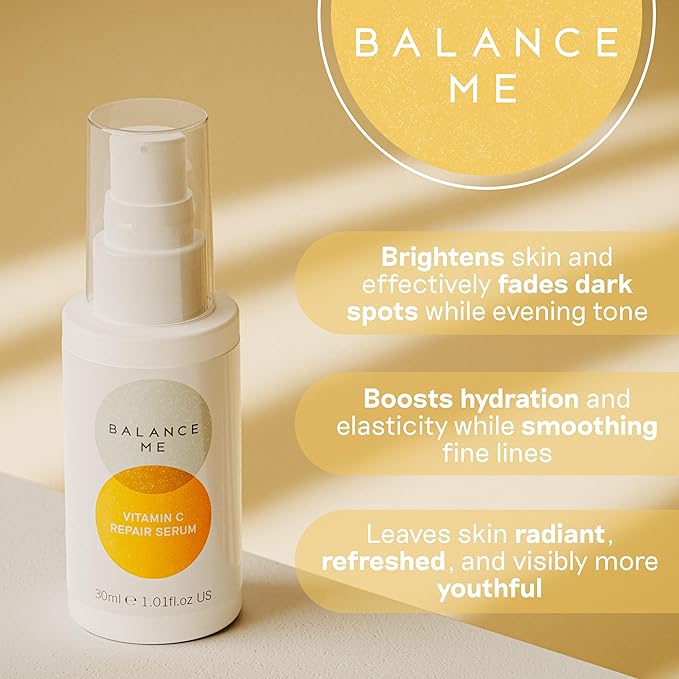 Balance Me Vitamin C Repair Serum, With Hyaluronic Acid, Reduce Age Spots & Hyperpigmentation, Anti-Ageing & Hydrating Face Serum – 100% Natural, Vegan & Cruelty Free, Made in UK, 1.01 Fl Oz