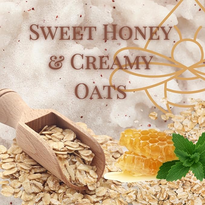 Sugar Scrub by BeesOline - Premium Fine Cane Sugar | OAT& & HONEY - Extra Large 20 oz, Convienent Flip-Top Lid, Organic Sunflower Oil & EXTRA VIRGIN COCONUT OIL for Smooth Gentle Exfoliation