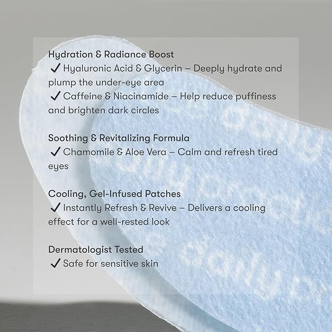 Dr. B Brighten and Hydrate Eye Patches – Hydrogel Under Eye Masks, Cooling Effect for Puffiness, Dark Circles, and Tired Eyes – Dermatologist-Tested, Travel-Friendly, Safe for Sensitive Skin - 1 Count