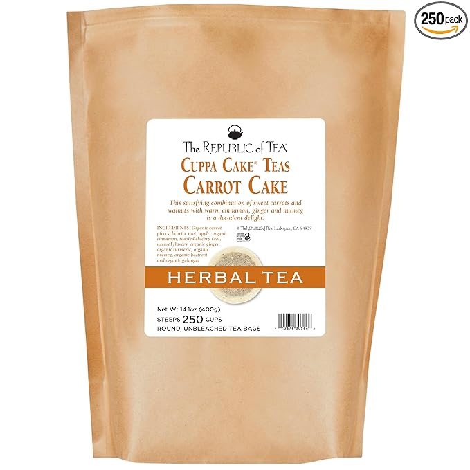 The Republic of Tea - Carrot Cake Cuppa Cake Herbal Tea, Bulk Tea, 250 Tea Bags