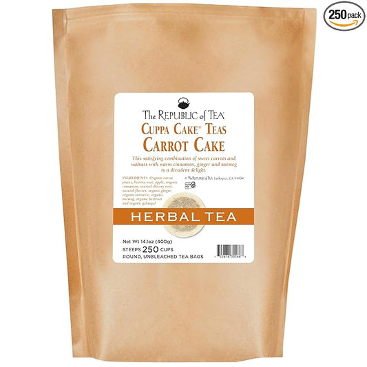 The Republic of Tea - Carrot Cake Cuppa Cake Herbal Tea, Bulk Tea, 250 Tea Bags