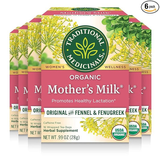 Traditional Medicinals - Organic Mother's Milk Herbal Tea (6 Pack) - Promotes Healthy Lactation in Breastfeeding Moms - 96 Tea Bags Total