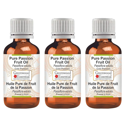 Pure Passion Fruit Oil (Passiflora edulis) Cold Pressed (Pack of Three) 100ml X 3 (10 oz)