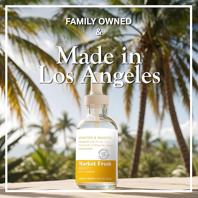 Vitamin C Serum with Ferulic Acid, Niacinamide, & Malachite Extract | Brighten & Smooth | Fragrance-Free | 2 fl oz