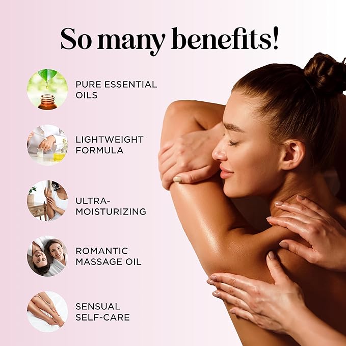 Tempting Lavender Massage Oil for Couples - Aromatherapy Sensual Massage Oil for Date Night with Lavender Essential Oil and Sweet Almond Oil - Vegan Non Staining Non Greasy Smooth Gliding Formula