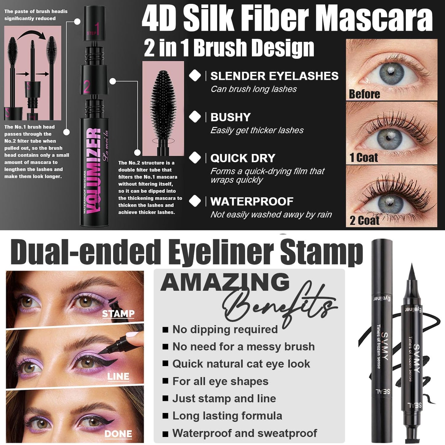 All in One Makeup Kit,Includes Naked Eyeshadow Palette,Liquid Foundation,Lipstick Set,Mascara,Makeup Brush,Makeup Sponge,Eyebrow Pencil,Eyebrow Soap,Eyeliner Stamp, Primer,Contour Stick,Cosmetic Bag