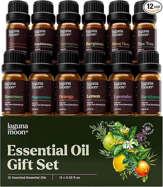 Essential Oils Set - 12 Pcs Premium Grade Home Essentials Oils - for Diffusers, Fragrance, Scents for Candle Making, Soap, Slime - Natural Aromatherapy Oils for Skin & Hair - Home, Office, Car