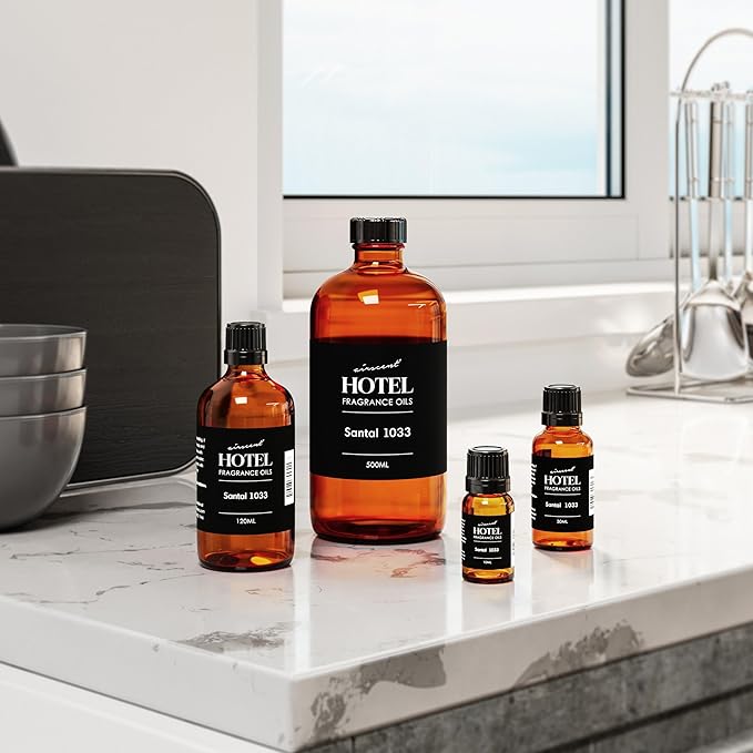 Santal Diffuser Oil No. 1033 - AirScent Santal-33-Inspired Perfume Dupe - Premium Fragrance Oil Blend - 30 mL, 1 fl oz Glass Bottle with Dropper Cap for Aromatherapy Diﬀusers and Humidifiers