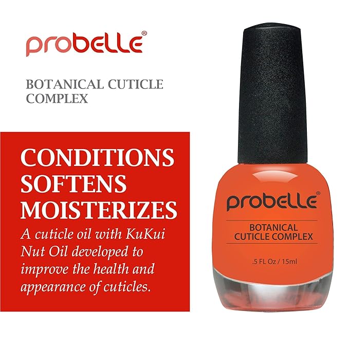 Probelle Kukui Nut Oil Botanical Cuticle Oil, conditions and softens cuticles for healthy nails and cuticle growth, .5oz/ 15 mL