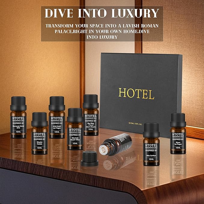 Hotel Collection Diffuser Essential Oil Gift Set,Seaside Hotel Scents for Home,Stress Relief Air Freshening,Ritz Carlton,Westin,Wynn Las Vegas,Baccarat NYC,Four Seasons,Aria,Marriott Beach Villas