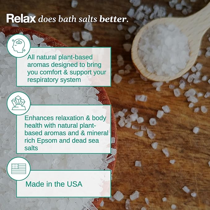 Relax Spa & Bath, Epsom & Dead Sea Salts, Aromatherapy Bath Salts for Hot Tub, Bath, or Spa, Infused with Magnesium, 32 oz Each, 4-Pack