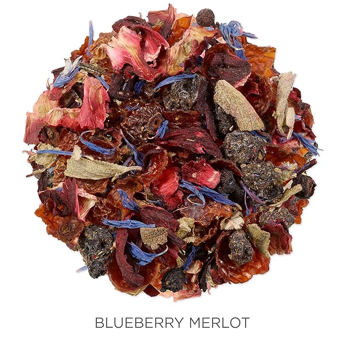 Tea Forte Blueberry Merlot Premium Organic Loose Leaf Caffeine-Free Herbal Tea Blend Canister, Makes 35-50 Cups, Tea Gifts for Mother's Day