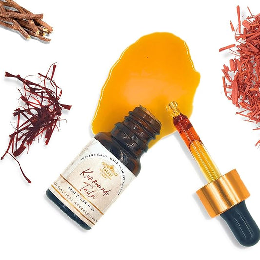TATSAT Kumkumadi oil For spotless, glowing, and wrinkle-free skin, enriched with organic saffron for brightening and radiance. an authentic Ayurvedic anti-aging and moisturizing taila|taila paka-10ml
