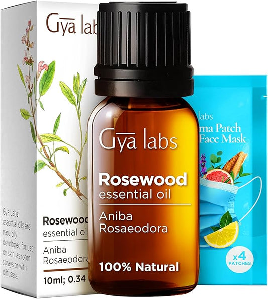 Gya Labs Rosewood Essential Oil for Skin - 0.34 Fl Oz - 100% Pure Natural Rosewood Oil for Diffuser & Aromatherapy, Massage, Candles Making DIY - Woodsy Floral Scent