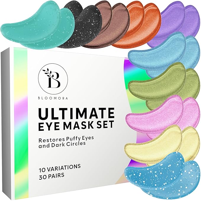 Variety Box Under Eye Patches for Puffy Eyes and Dark Circles(30 PAIRS), Collagen & Hyaluronic Acid Gel Masks for Hydration, Anti Wrinkle Patches, Bridesmaid Gifts, Bachelorette Party Favors