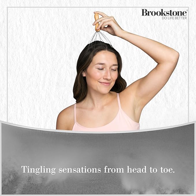 Brookstone Oak Head Massager Scalp | Head Massager for Relaxation | Premium Oak Head Scratcher for Stress Relief and Improved Circulation(Brown)