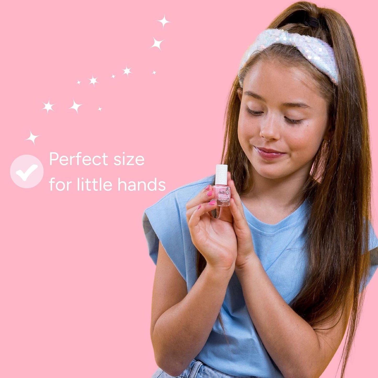 MISS NELLA SWEET LITTLE PACK, Nail Polish Set-Easy Pell off And Water Based Formula, 3 Colors of Nail Glitter set- Cheeky Bunny, Pink A Boo & Little Poppet, Perfect Kids Nail Polish