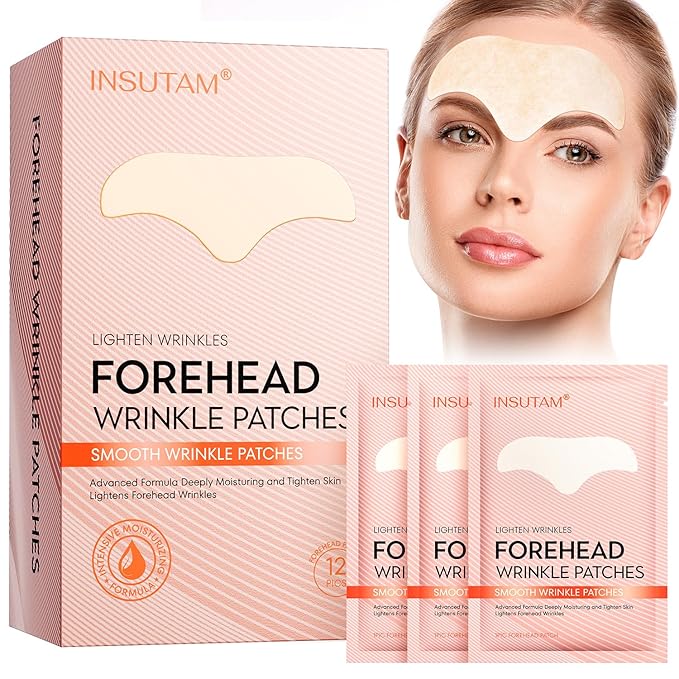 Forehead Wrinkle Patches for Anti-wrinkles: Overnight Face Wrinkles Patches to Lift Smile Lines for Women (12PICS, Rose Gold)