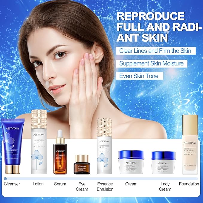 O'KADY Skin Care Set Rejuvenating Beauty Luxury 8-Piece Set Skin Care SetSkincare Gifts For Teenage Girls,Facial kit,Pamper Sets For Women Gifts,Skin Care Sets for Valentine's Day