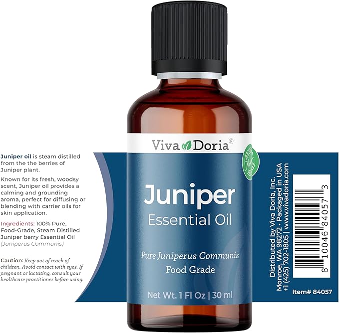 Viva Doria Juniper Essential Oil, 100% Pure, Natural Essential Oil, Undiluted, for Aromatherapy | Food Grade, 30 mL (1 Fluid Ounce)
