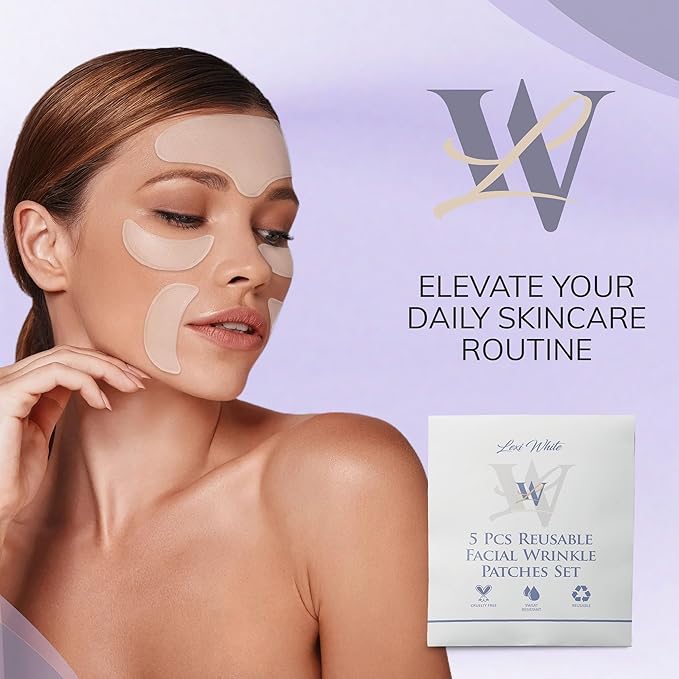 Reusable Facial Wrinkle Patches Set 5Pcs, Anti Wrinkle Patches, Face Tape for Wrinkles Overnight, Silicone Face Patches, Silicone Wrinkle Patches for Face Overnight, Silicone Patches for Wrinkles