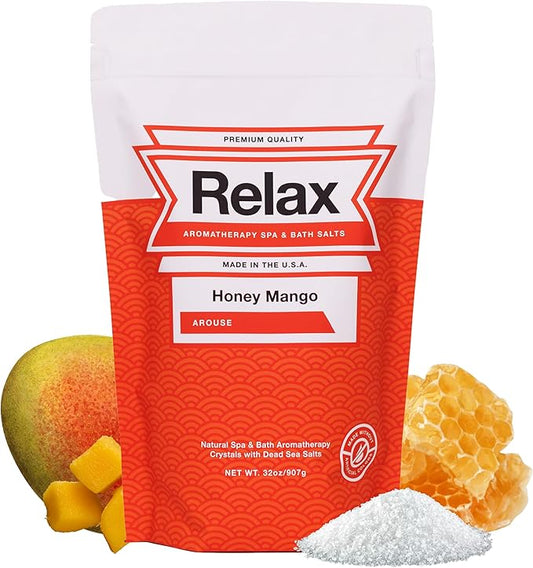 Relax Spa & Bath, Epsom & Dead Sea Salts, Aromatherapy Bath Salts for Hot Tub, Bath, or Spa, Infused with Magnesium, Mothers Day Gifts & Gifts for Mom, Honey Mango Scent