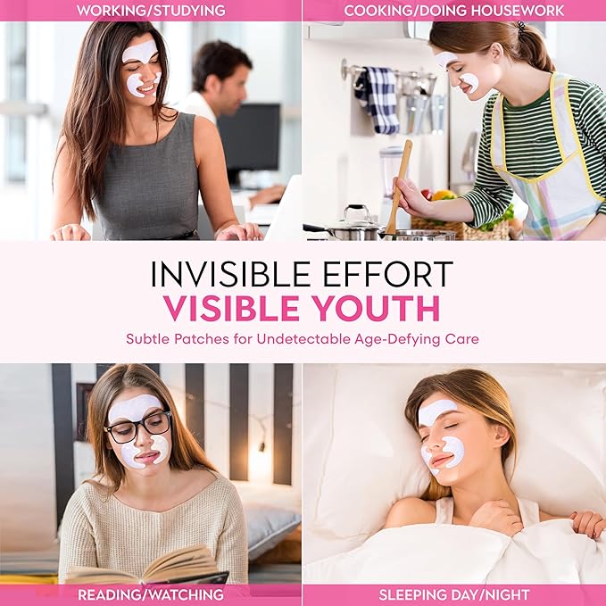 Forehead Wrinkle Patches for Anti-wrinkles: Overnight Face Wrinkles Patches to Lift Smile Lines for Women (12PRS, PINK)