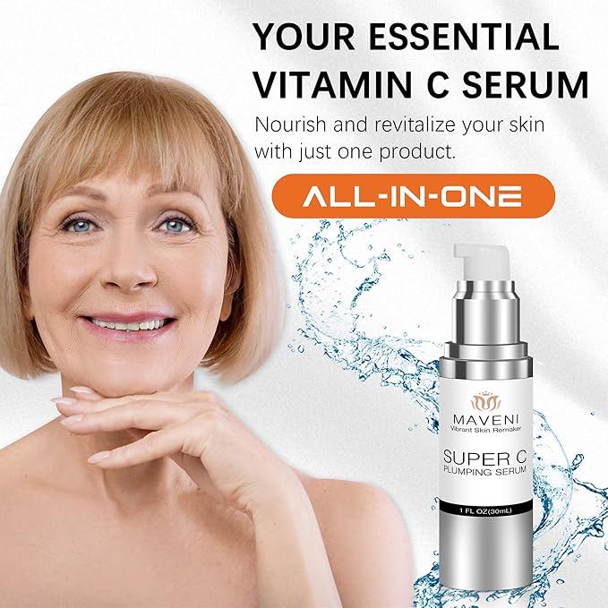 Super C Serum for Mature Skin, All-in-One Vitamin Formula Hydrates, Dark Spot Serum, Hydrates, Firms, Lifts, Smooths, Wrinkles, Reduce Dark Spots, Targets Age Spots & Wrinkles, 1 fl oz