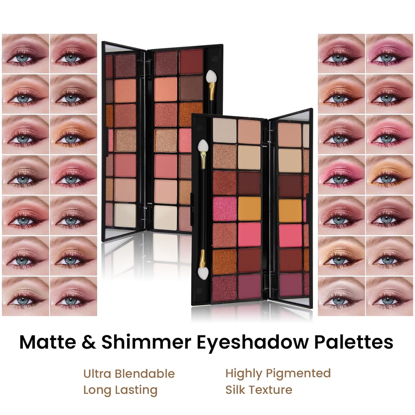 Makeup Present Set for Teen Girl Women, Travel Makeup Kit, Makeup Full Kit for Beginner, Makeup Bundle Include 2 Matte & Shimmer Eyeshadow Palettes, Liquid Glitter Eyeshadow & Eyeliner