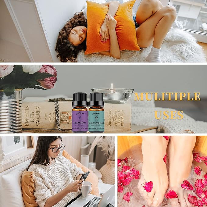 yethious Lavender Eucalyptus Essential Oil Organic Pure Plant Lavender Oil Essential Oil for Diffuser, Skin, Hair Care