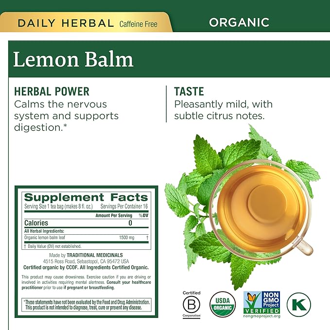 Traditional Medicinals Organic Herbal Tea Variety Pack for Stress and Sleep Support, 6 Flavors, Lavender, Chamomile, Lemon & Valerian Root, 96 Tea Bags, (6 Pack)