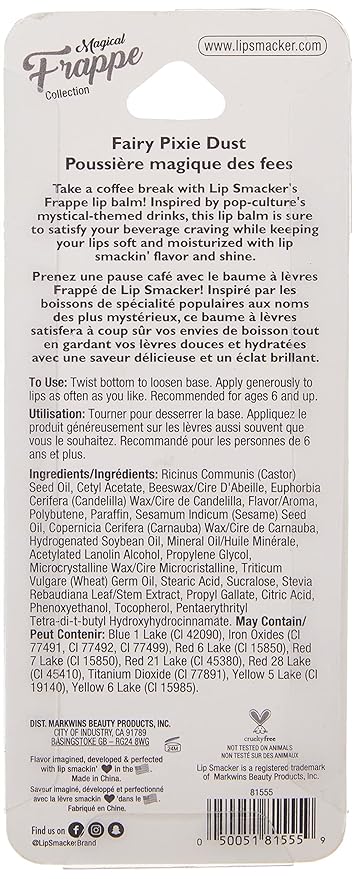 Lip Smacker Frappe Cup Lip Balm, Fairy, 1 Tube, Prevent Chapped Lips, 0.26 Ounce (Pack of 2)