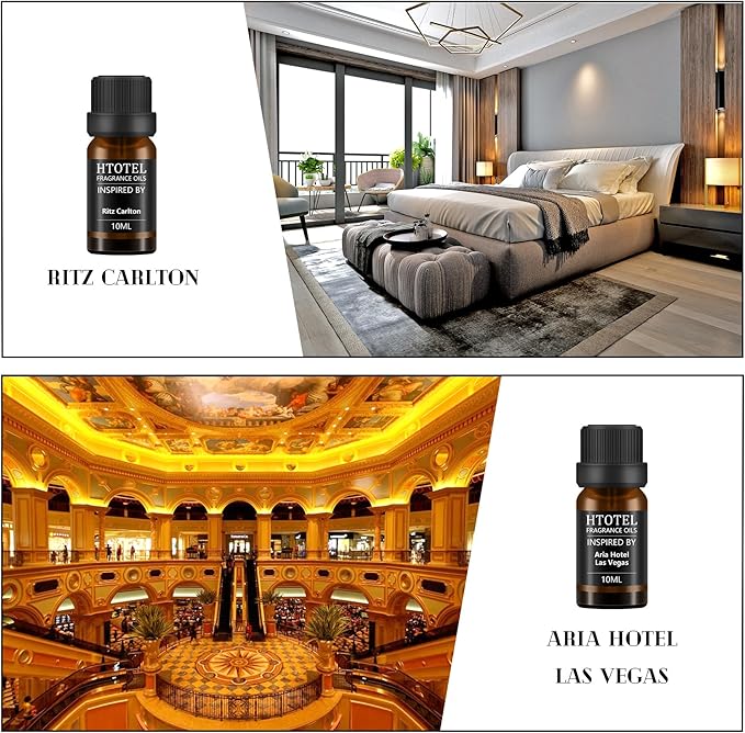 Hotel Collection Diffuser Essential Oil Gift Set,Seaside Hotel Scents for Home,Stress Relief Air Freshening,Ritz Carlton,Westin,Wynn Las Vegas,Baccarat NYC,Four Seasons,Aria,Marriott Beach Villas