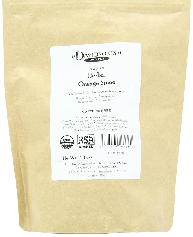 Davidson's Organics, Herbal Orange Spice, Loose Leaf Tea, 16-Ounce Bag