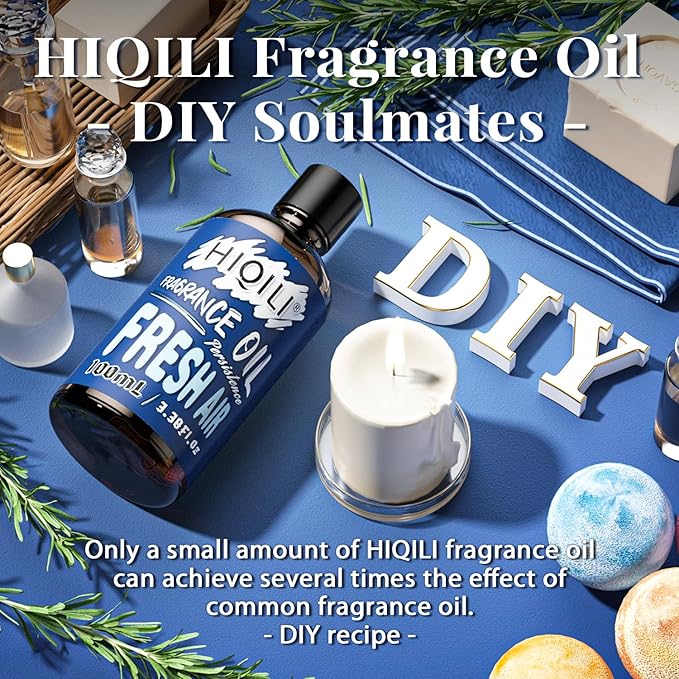 HIQILI Fresh Air Fragrance Oil 100ml for Diffuser Car Freshies, Clean Fresh Scent for Candle Making Soap Laundry 3.38 Fl Oz