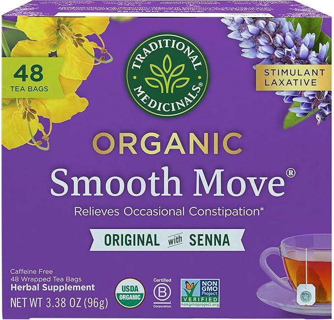Traditional Medicinals Tea, Organic Smooth Move, Relieves Occasional Constipation, Senna - 48 Tea Bags