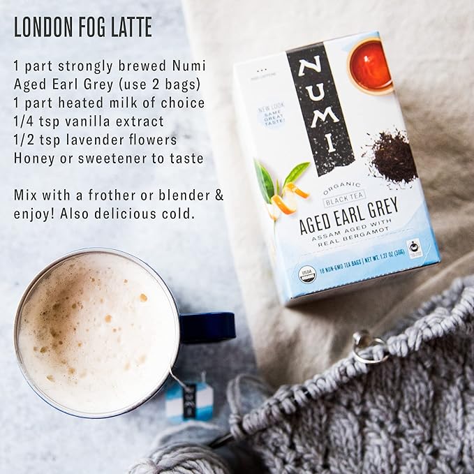 Numi Organic Aged Earl Grey Tea, 18 Tea Bags (Pack of 3) Black Tea With Bergamot Orange, Caffeinated (Packaging May Vary)