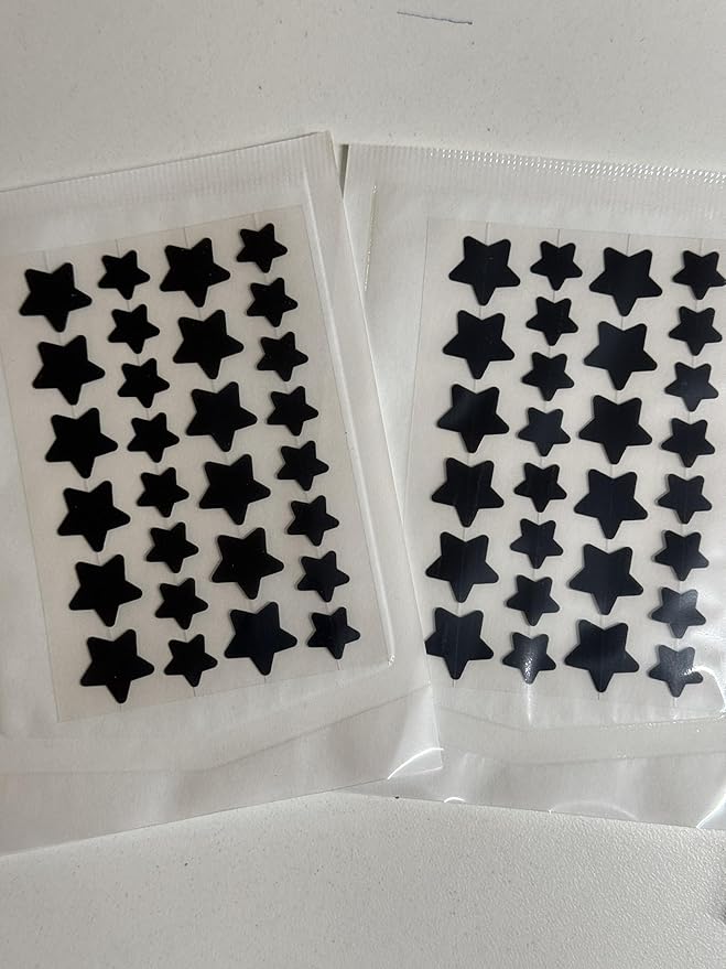 HappyFace EMO Black Star Acne Patches, Hydrocolloid Pimple Patch for Face, 56 Count, All Skin Types