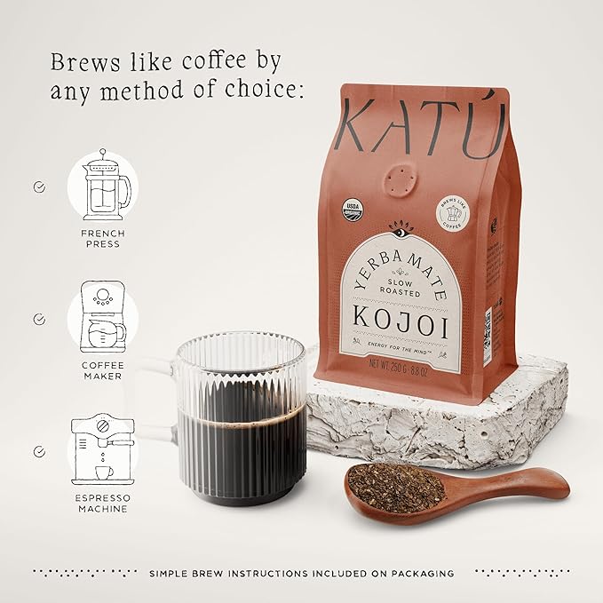 Katú Kojoi Premium Organic Yerba Mate Tea, Slow Roasted, Unsmoked, Air Dried, Loose-Leaf, Aged, Natural Energy, 8.8 oz (250g)