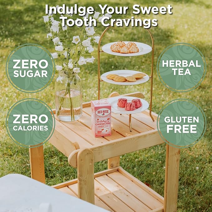 Red Rose Sweet Temptations Dessert Tea Variety Pack, Zero Sugar, Zero Calories Caffeine-Free Flavored Herbal Tea 7 Pack (126 tea bags) Delicious Beverage Gift Set Fruit Naturally Flavored Herbal Tea