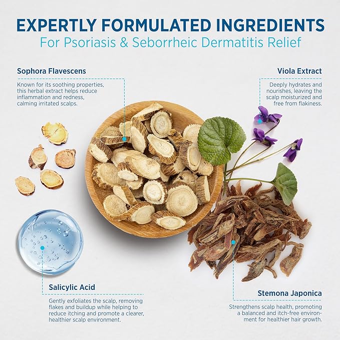 Seborrheic Dermatitis & Psoriasis Cream, Shampoo and Conditioner Set - Scalp Therapy System for Folliculitis, Psoriasis, Dandruff, Dry Scalp - Scalp Treatment to Relieve Itching, Flaking, Irritation