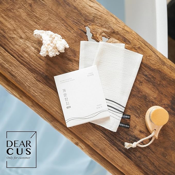 Korean Exfoliating Washcloth Towel 2Pcs, Hanji Bath Washcloths Mitt Scrub Body Washcloth Glove, Skin Irritation Free Korean Mulberry Bark, Reusable Soft and Gentle Scrubbing