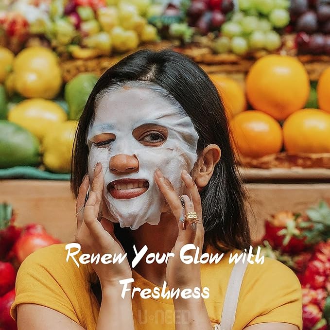 U-NEED 100 Combo Pack Korean Face Sheet Mask, 10 Types x 10 pcs, Tencel Facial Mask Sheet, Moisturizing, Made in Korea