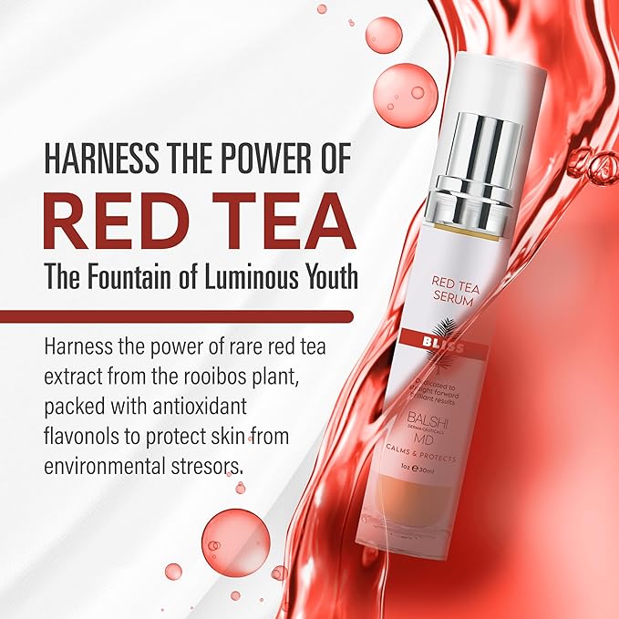 BLISS Red Tea Serum - Infused with Red Tea Extract & Hyaluronic Acid Face Serum - Face Tightening & Skin Firming for Radiant, Youthful Complexion - Diminish Dryness, Fine Lines & Wrinkles - (1oz)