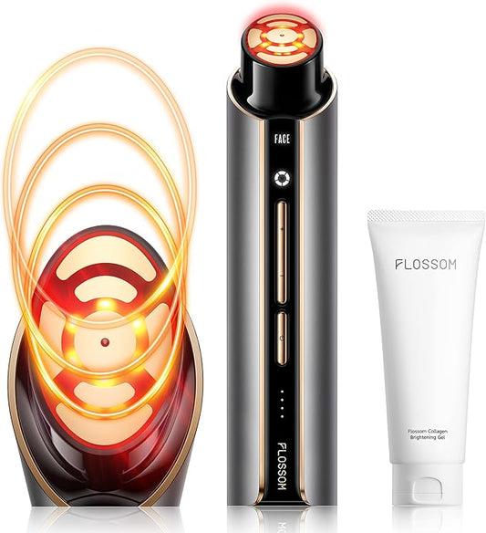 FLOSSOM FR100 PRO Facial Beauty Device with Moisturzing Gel - 3 in 1 Skin Firming, Smoothing and Absorption Boosting Professional Home Beauty Device
